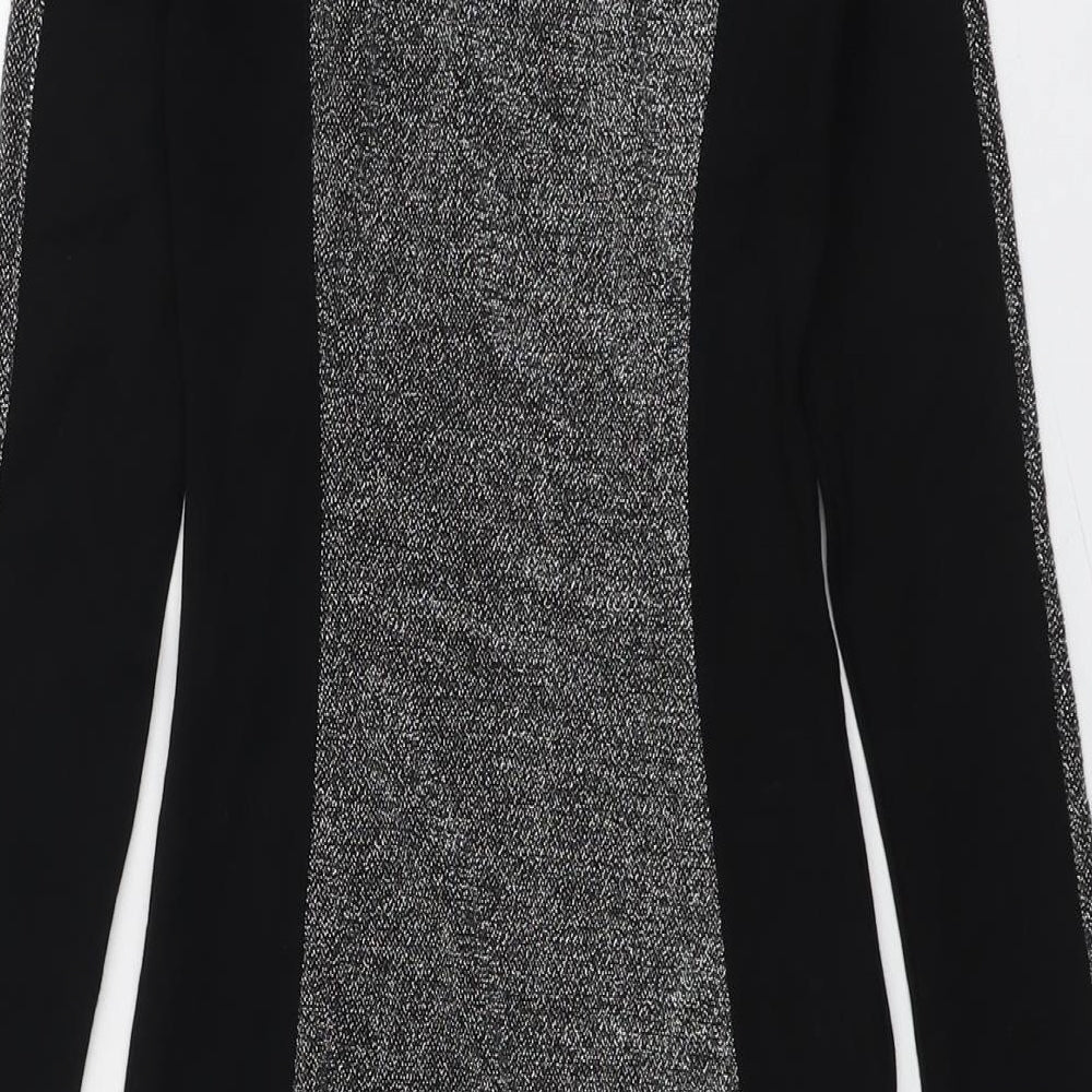 H&M Womens Black Colourblock Viscose Mini Size XS V-Neck Pullover