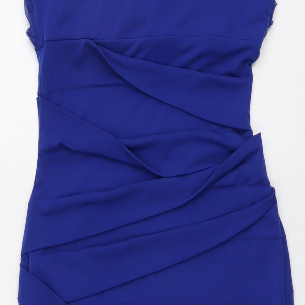 Valerie Bertinelli Womens Blue Polyester Mini Size 4 V-Neck Pullover - Flower Detail