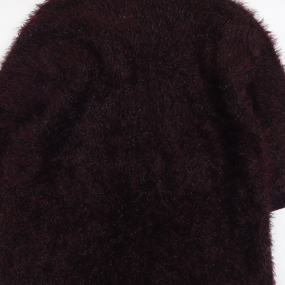 Marks & Spencer Womens Purple V-Neck Polyamide Pullover Jumper Size 14