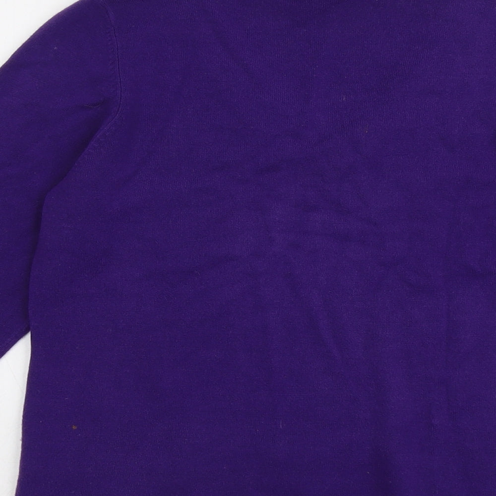 BHS Womens Purple V-Neck Acrylic Pullover Jumper Size 14