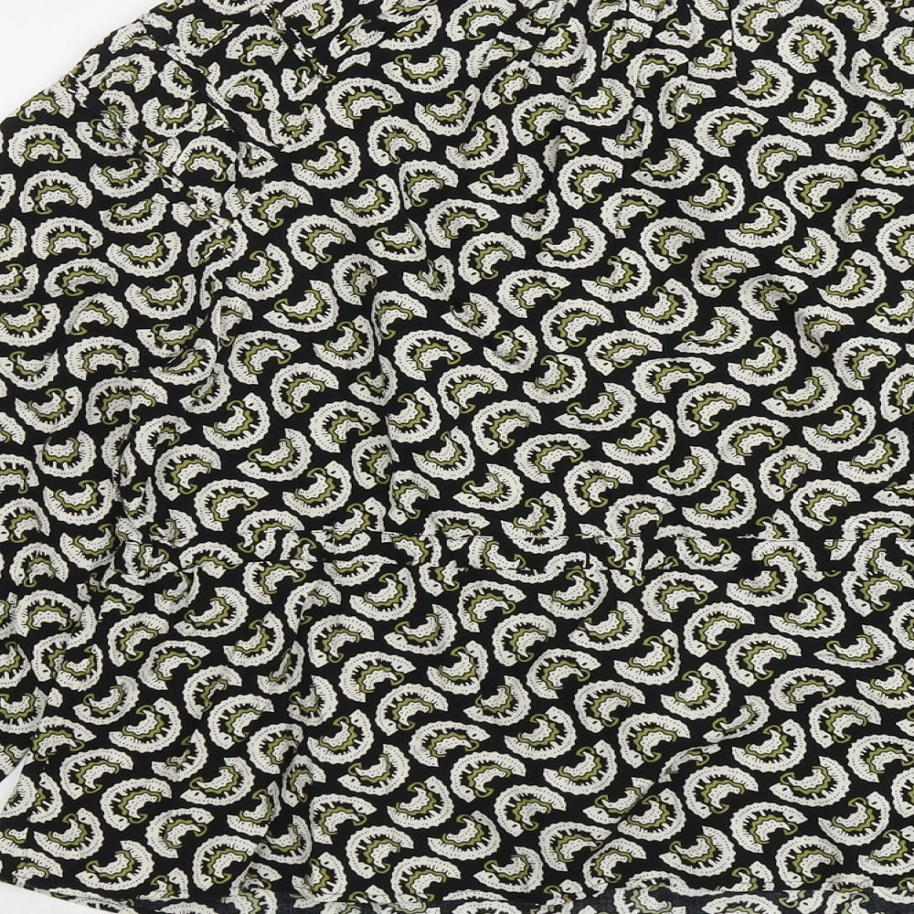 Per Una Womens Black Geometric Viscose Basic Blouse Size 8 Round Neck