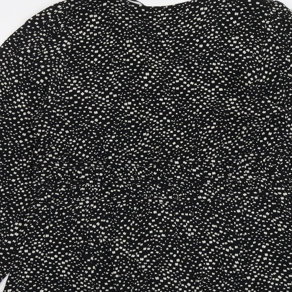 Per Una Womens Black Geometric Viscose Basic Blouse Size 12 V-Neck