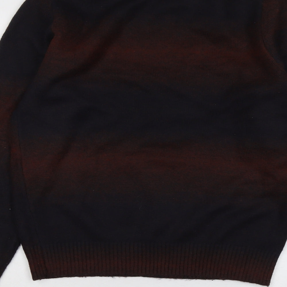 Marks & Spencer Mens Brown Round Neck Geometric Polyester Pullover Jumper Size S Long Sleeve - Colourblock