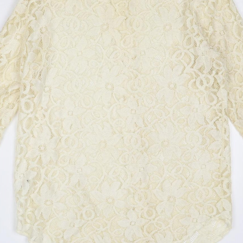 Kaleidoscope Womens Beige Viscose Basic Button-Up Size 12 Collared
