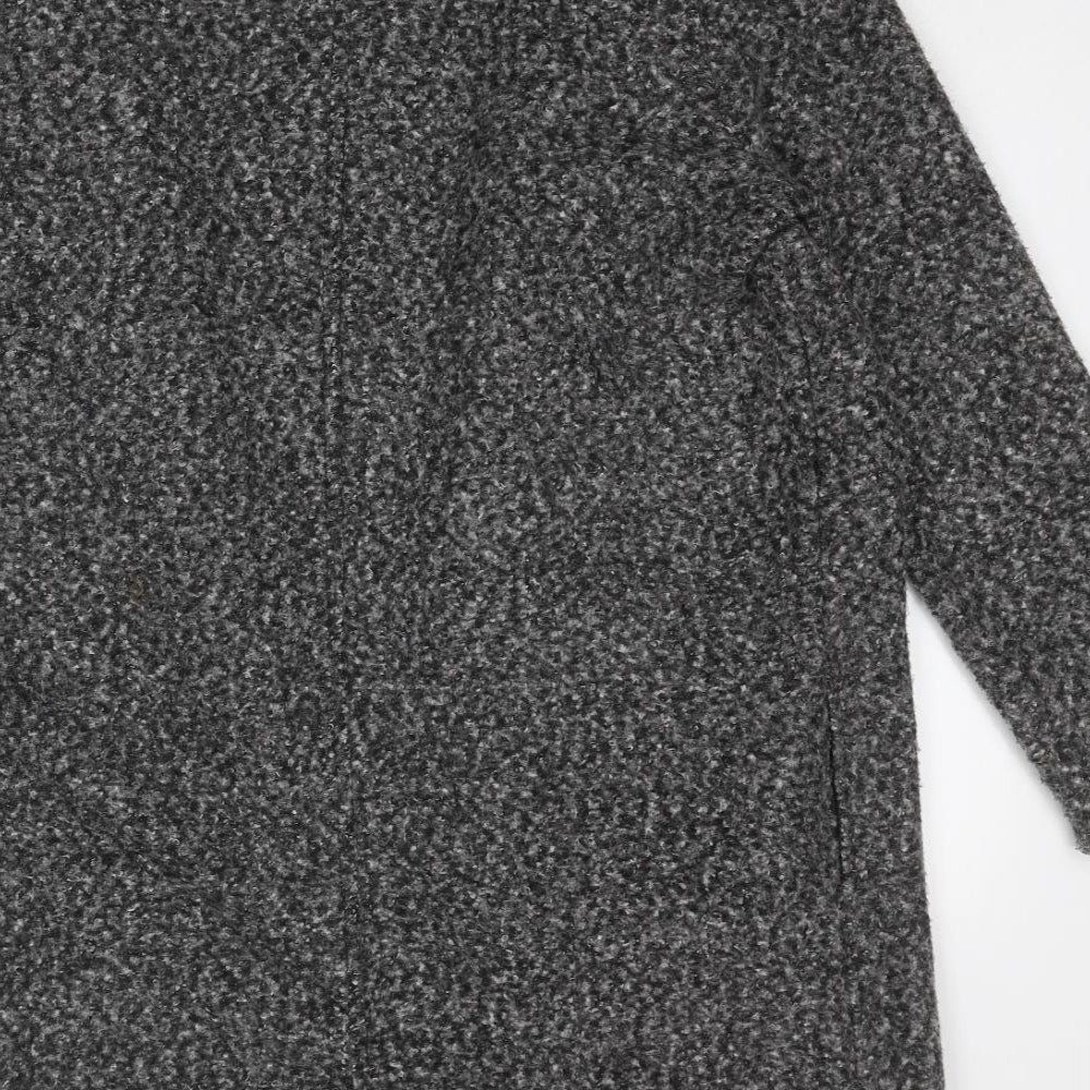 Marks & Spencer Womens Grey Geometric Overcoat Coat Size 14