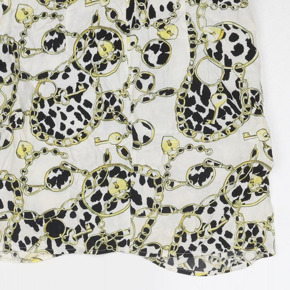 Topshop Womens Multicoloured Geometric Viscose A-Line Skirt Size 6 Zip