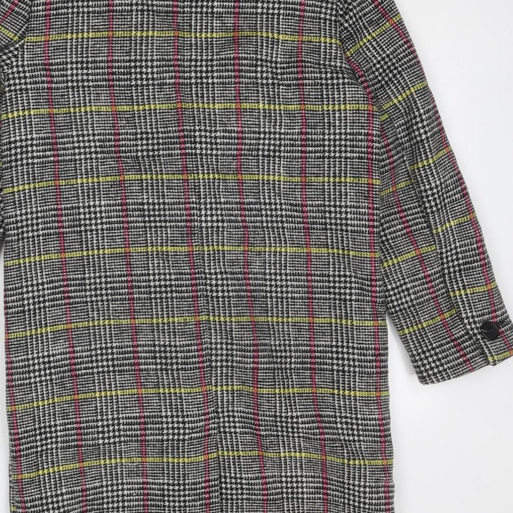 Topshop Womens Multicoloured Geometric Overcoat Coat Size 6 Button