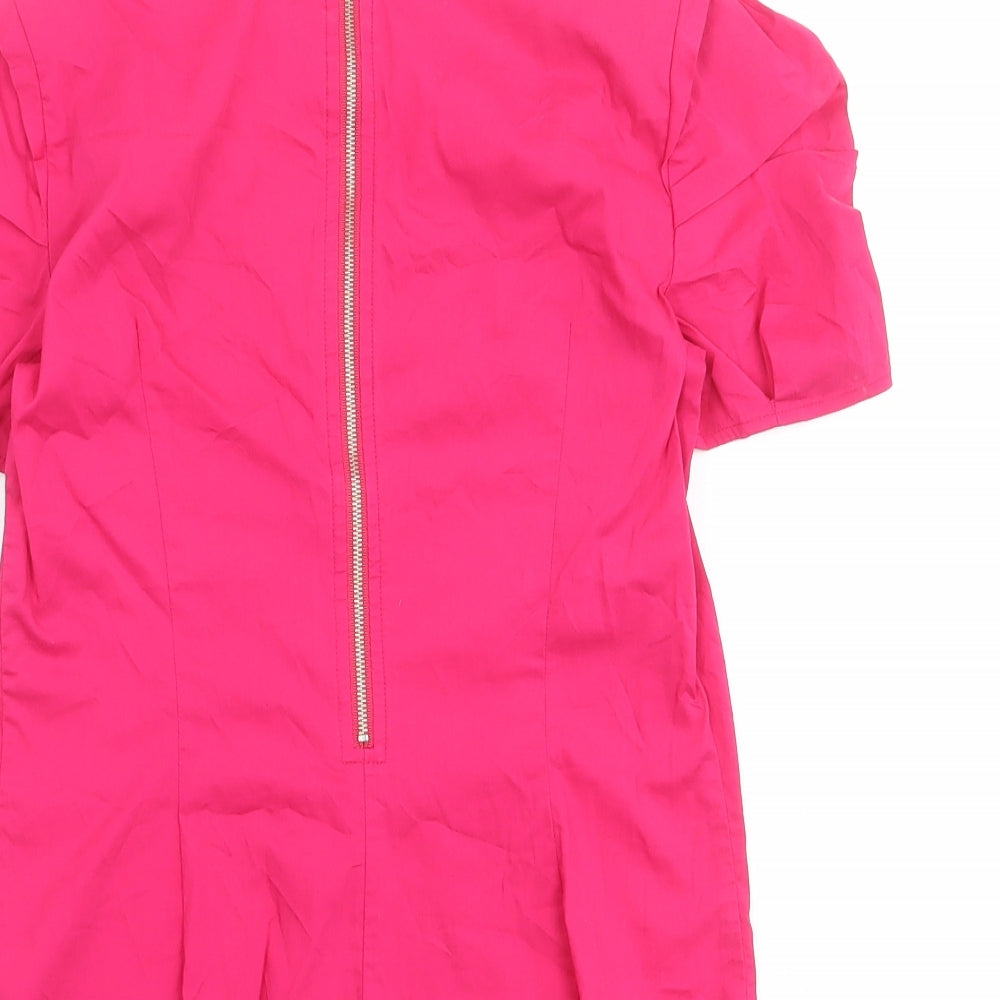 Oasis Womens Pink Cotton Basic Blouse Size 8 Round Neck