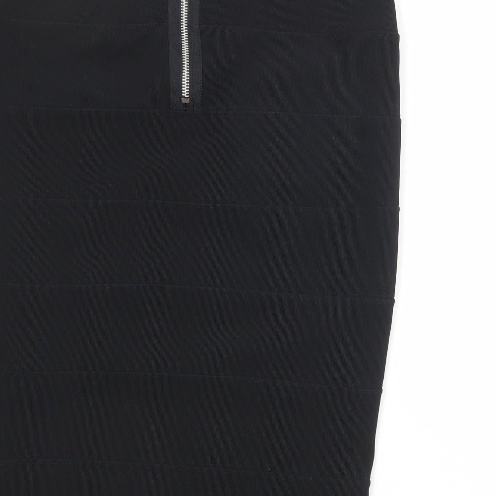 Topshop Womens Black Polyester Straight & Pencil Skirt Size 12 Zip