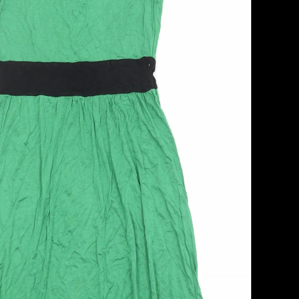 Body Flirt Womens Green Colourblock Viscose Tank Dress Size S V-Neck Pullover