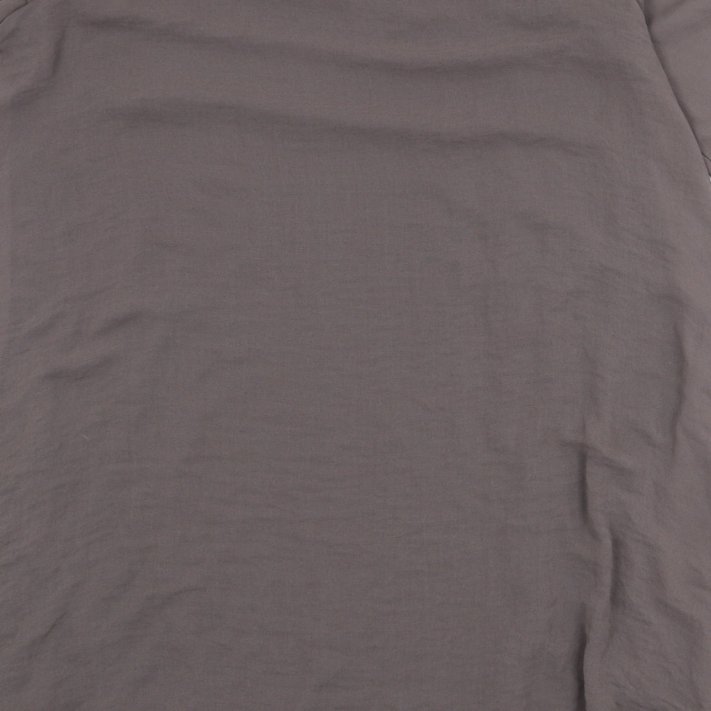Zara Womens Brown Polyester Shift Size M Round Neck Button