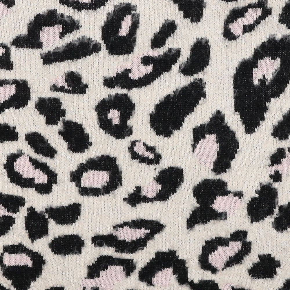 New Look Womens Multicoloured Round Neck Animal Print Acrylic Pullover Jumper Size S - Leopard Pattern