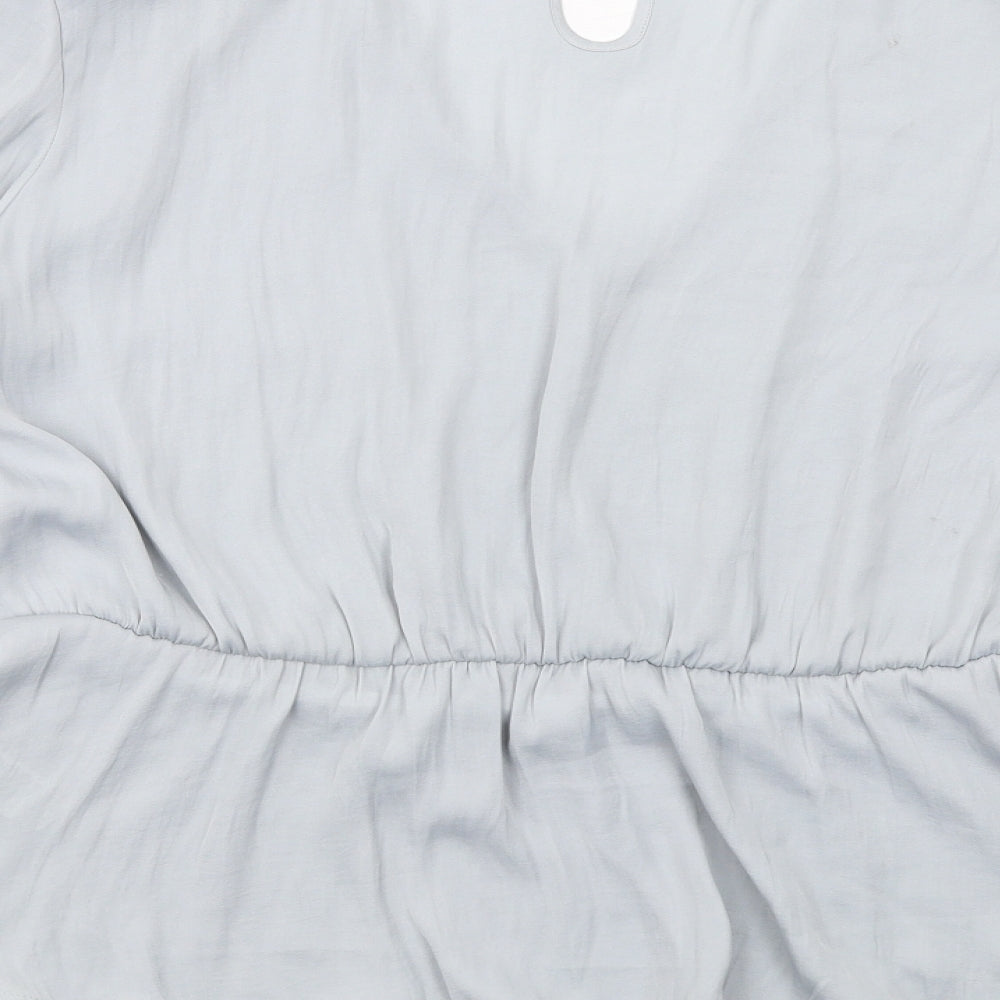 Marks & Spencer Womens Grey Polyester Basic Blouse Size 20 V-Neck