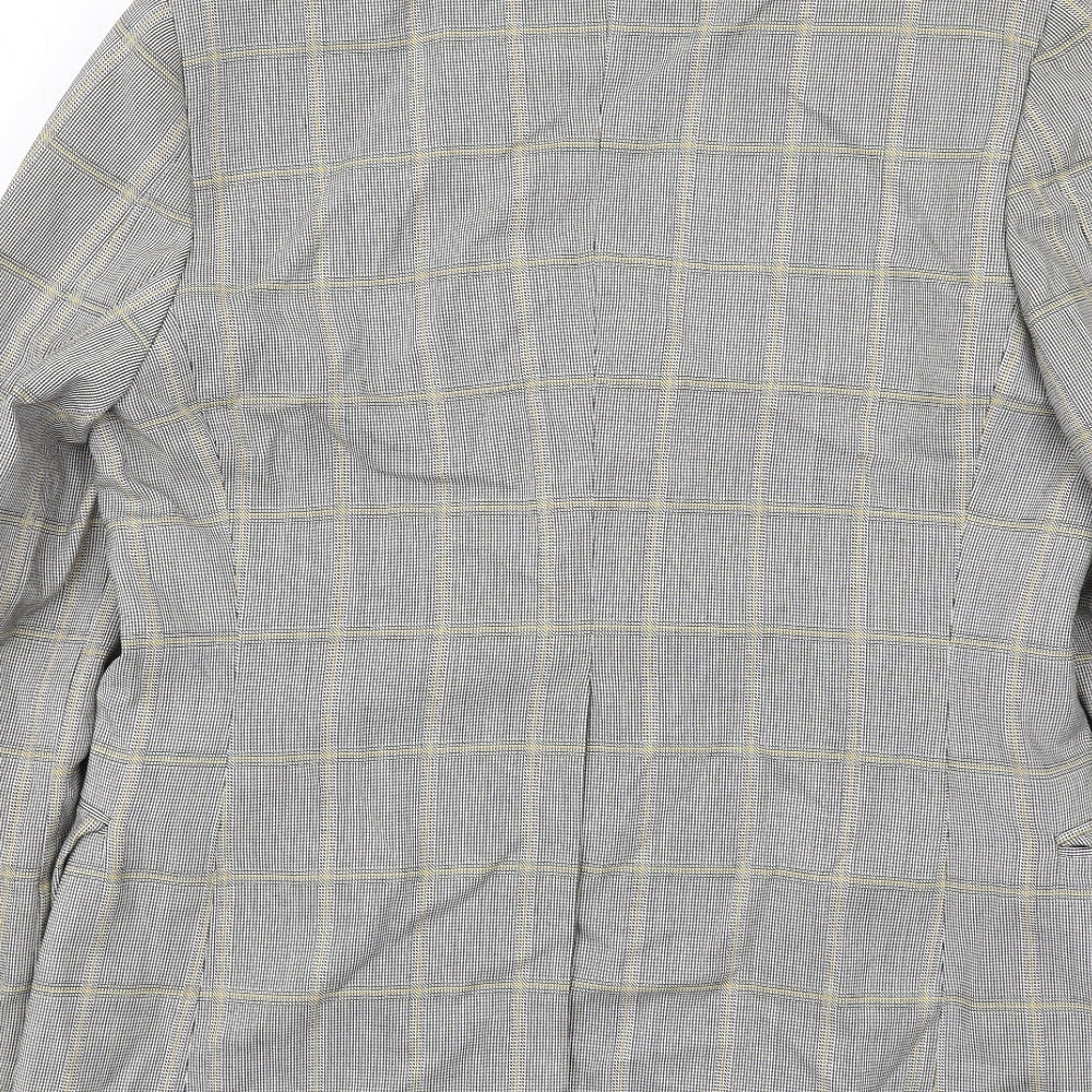 Burleigh Mens Grey Plaid Polyester Jacket Blazer Size 42 Regular