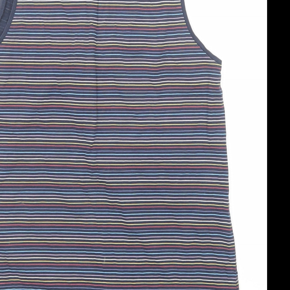 EDC Womens Blue Striped Cotton Basic Tank Size XS Round Neck