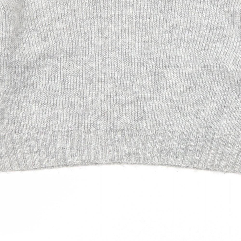 PRETTYLITTLETHING Womens Grey Scoop Neck Acrylic Pullover Jumper Size S - Cropped