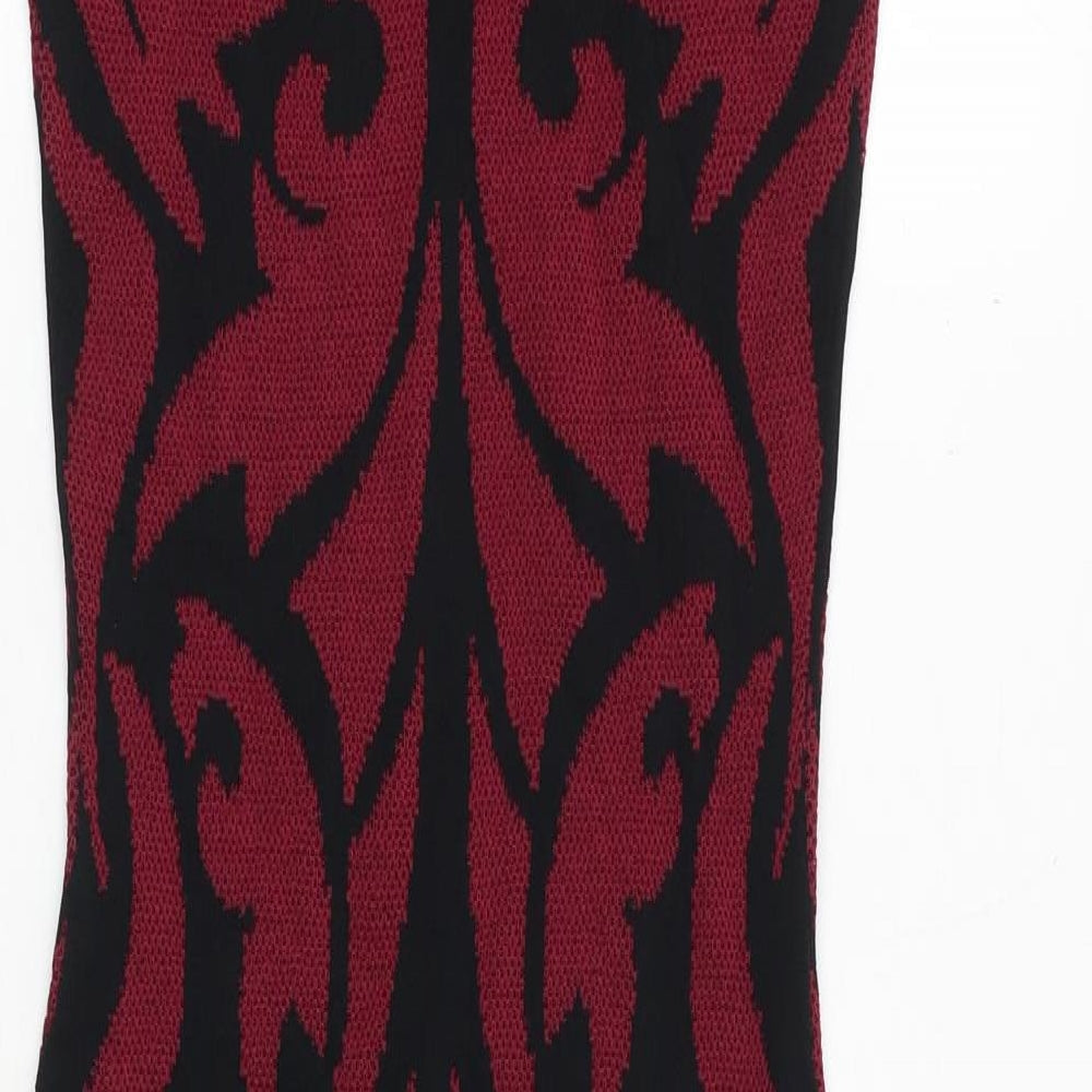 Julien Macdonald Womens Pink Geometric Polyester Pencil Dress Size 8 Scoop Neck Pullover