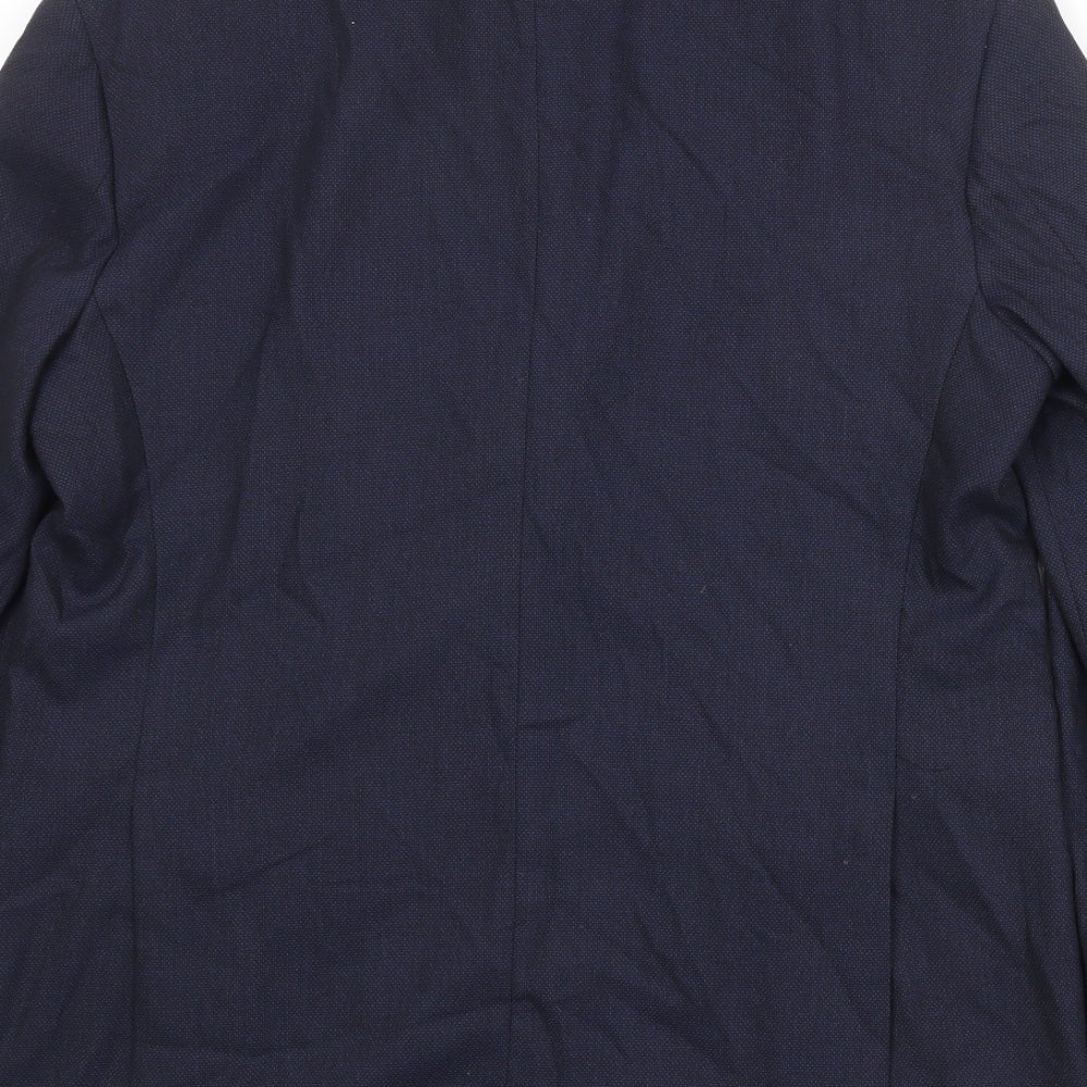 Zara Mens Blue Polyester Jacket Suit Jacket Size 40 Regular