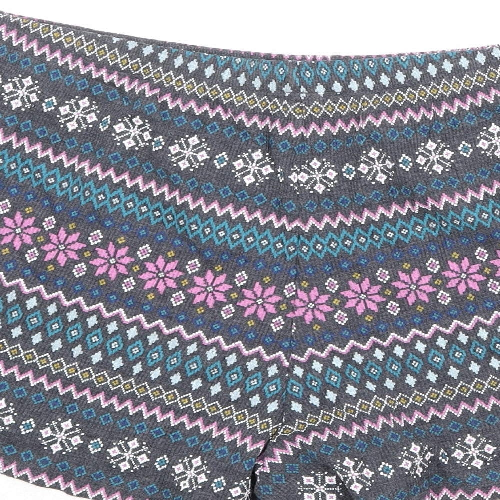 Marks & Spencer Womens Multicoloured Fair Isle Polyester Basic Shorts Size 38 in Regular Pull On