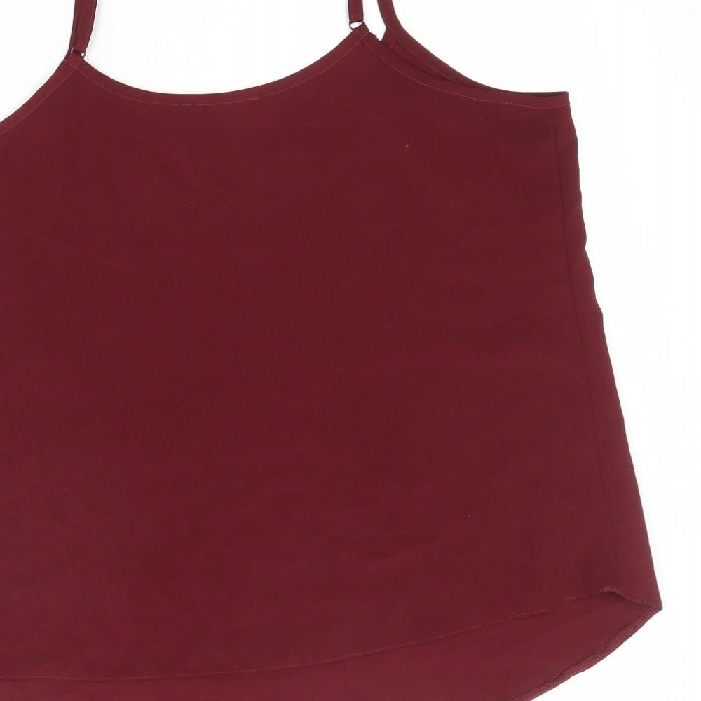 Select Womens Red Polyester Basic Tank Size 14 Round Neck