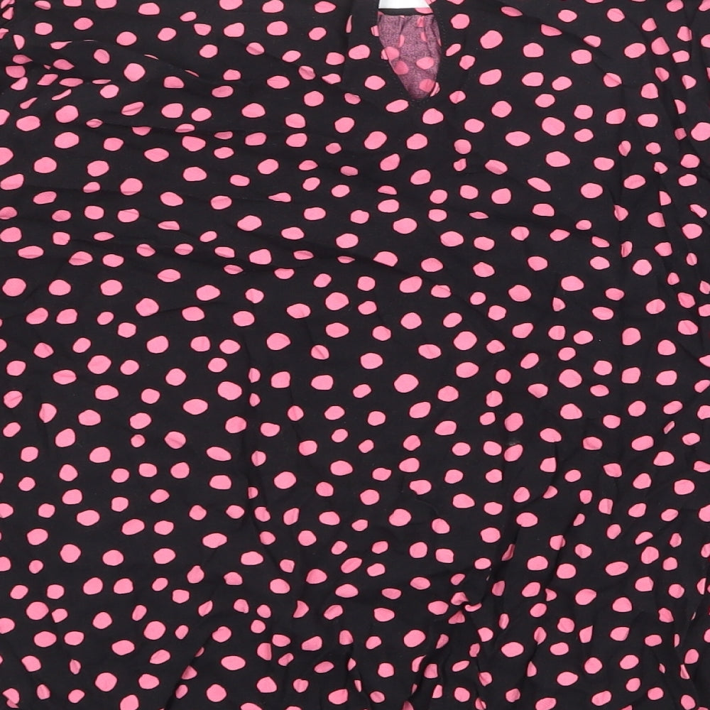 Dorothy Perkins Womens Black Polka Dot Viscose Basic Blouse Size 10 Round Neck