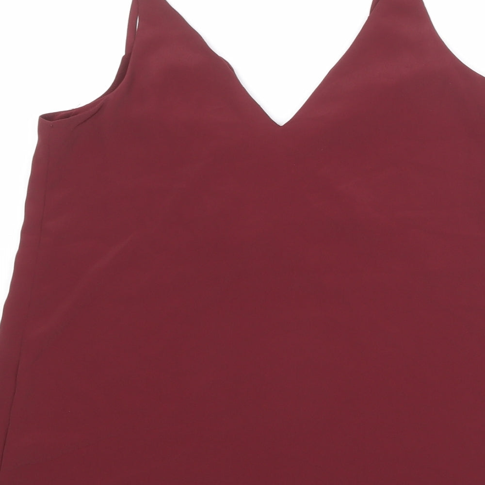 River Island Womens Red Polyester Basic Tank Size 8 V-Neck
