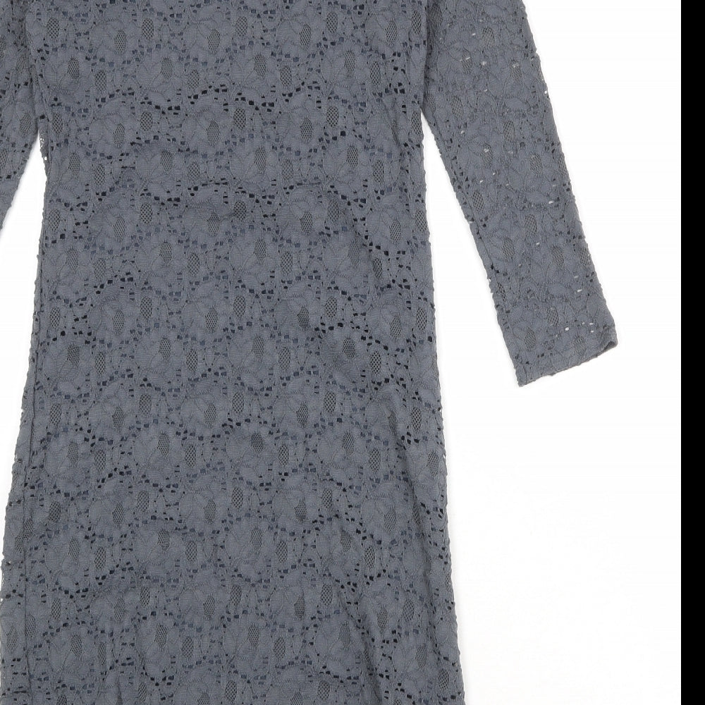 Phase Eight Womens Grey Floral Viscose Shift Size 10 Boat Neck Pullover