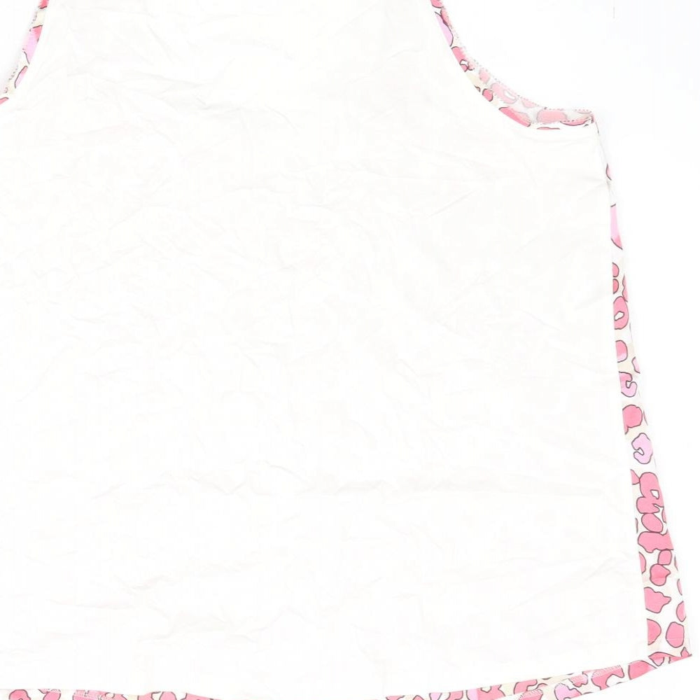 Marks & Spencer Womens Pink Animal Print Polyester Basic Tank Size 8 Scoop Neck