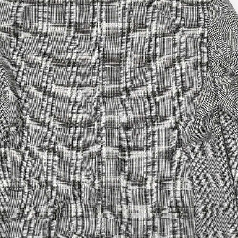 Marks & Spencer Mens Grey Plaid Wool Jacket Suit Jacket Size 40 Regular