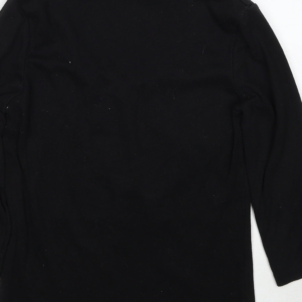 Emreco Womens Black Scoop Neck Cotton Pullover Jumper Size 10