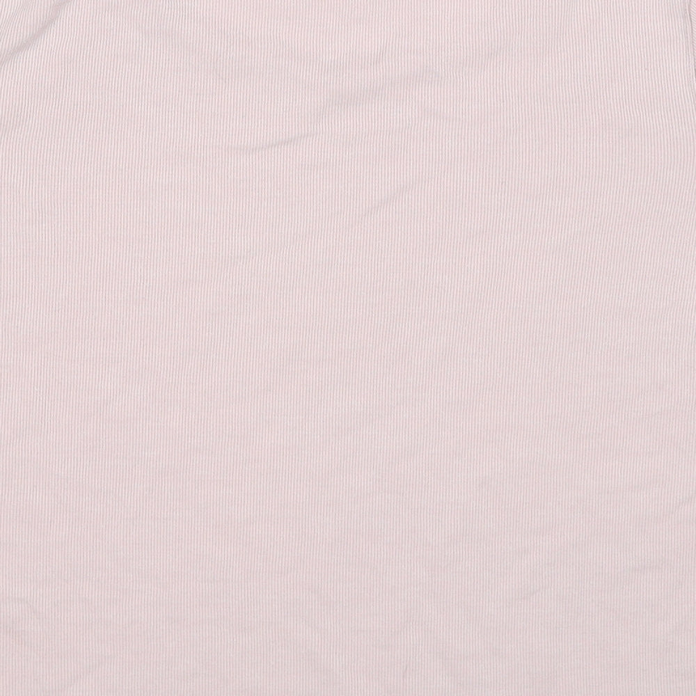 Bonmarché Womens Pink Polyester Basic T-Shirt Size S Boat Neck - Ribbed
