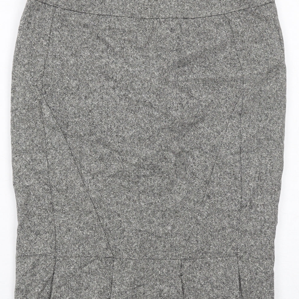 Warehouse Womens Grey Wool Straight & Pencil Skirt Size 12 Zip