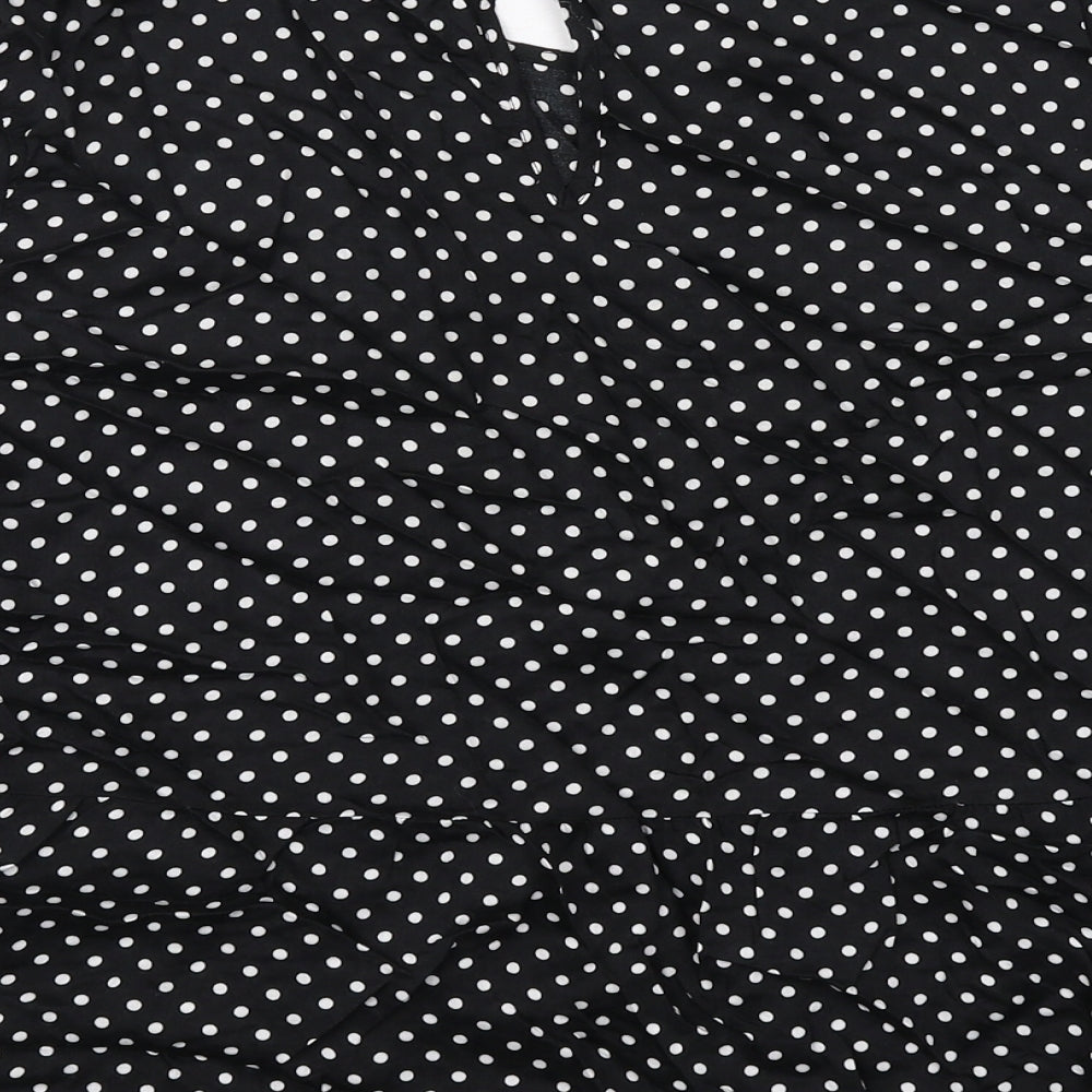 VERO MODA Womens Black Polka Dot Viscose Basic Blouse Size M Boat Neck