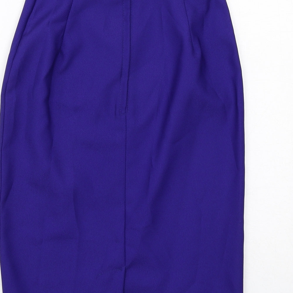 Pêche Womens Blue Polyester A-Line Skirt Size 10 Zip