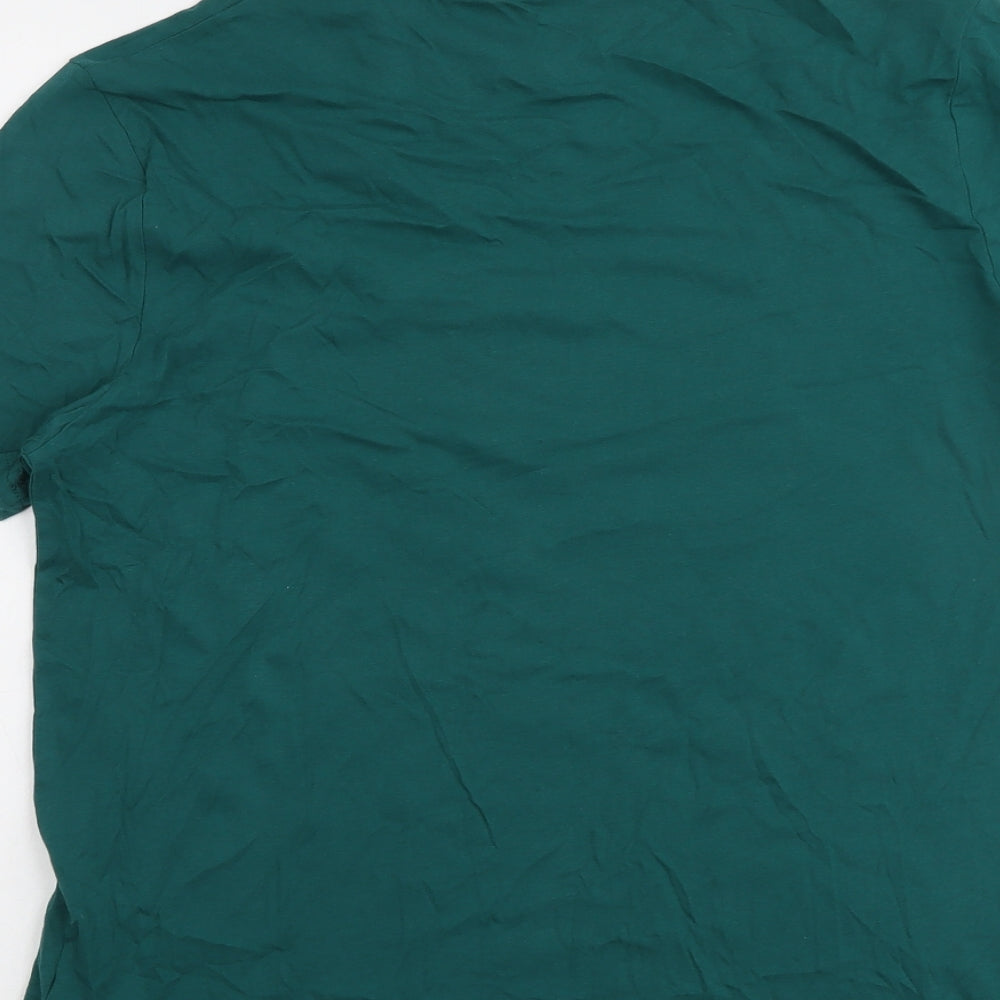Marks & Spencer Mens Green Cotton T-Shirt Size M Round Neck - Gin-gle All The Way