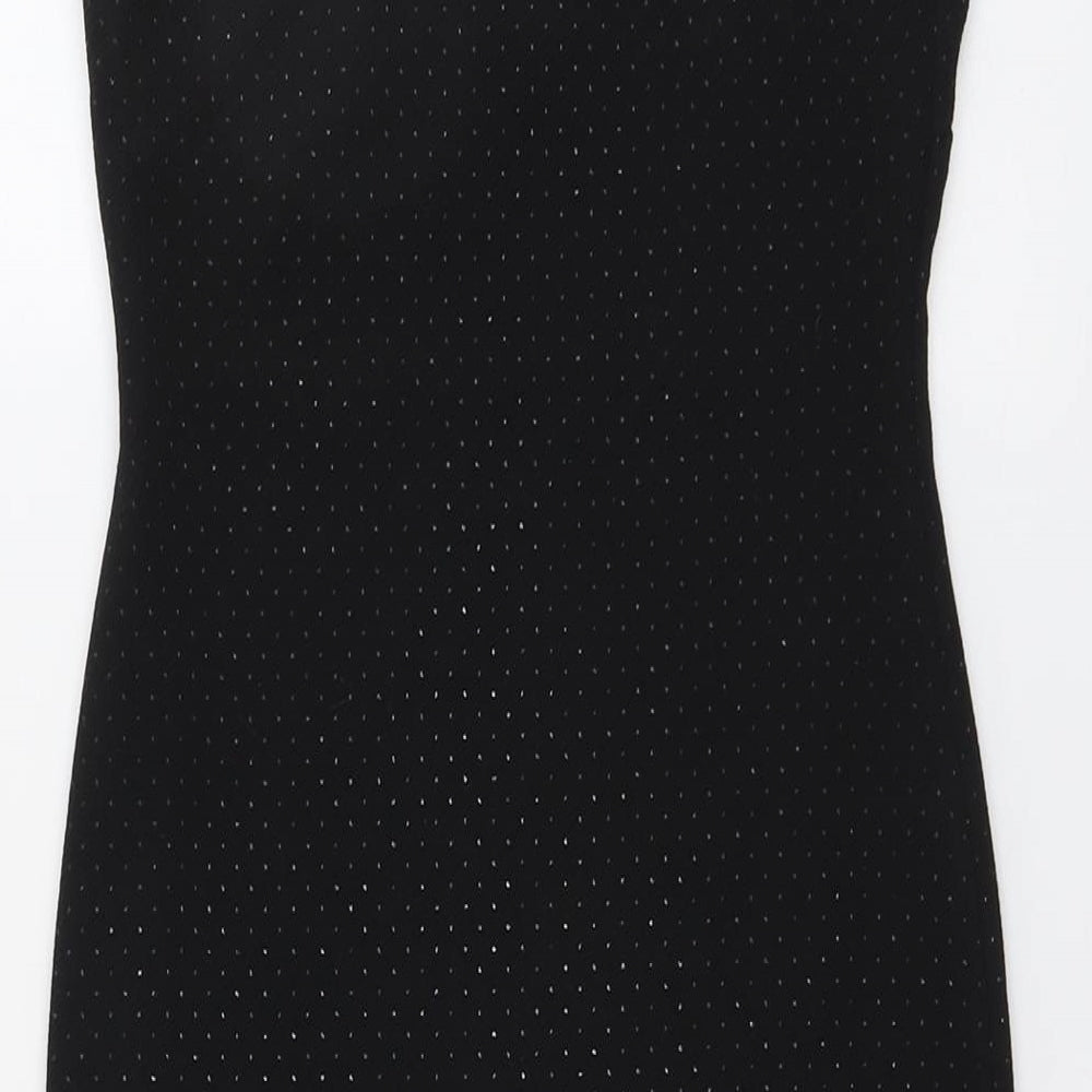 Topshop Womens Black Geometric Polyester Shift Size 6 Sweetheart Pullover