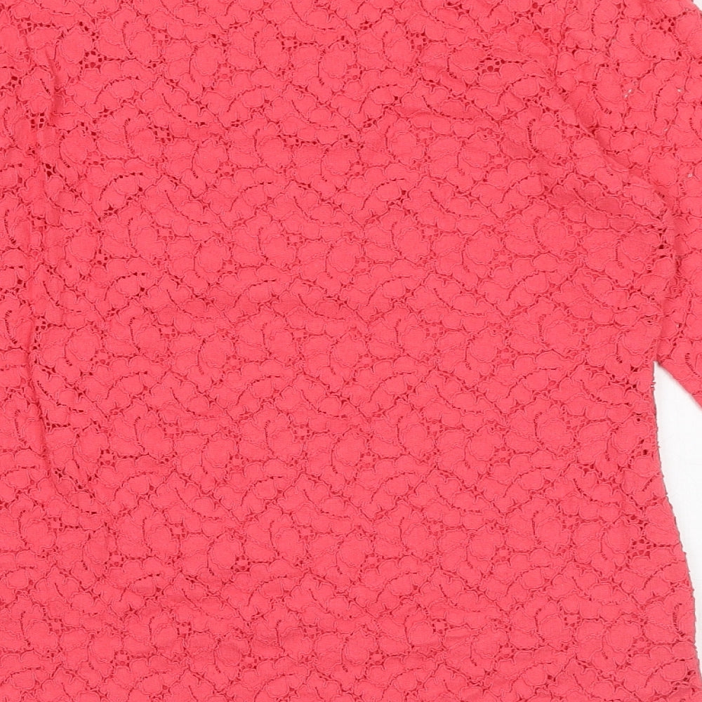Marks & Spencer Womens Pink Cotton Basic Blouse Size 8 Boat Neck