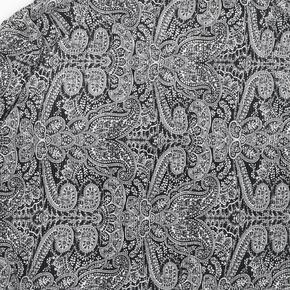 NEXT Womens Black Paisley Polyester Basic Blouse Size 6 Collared