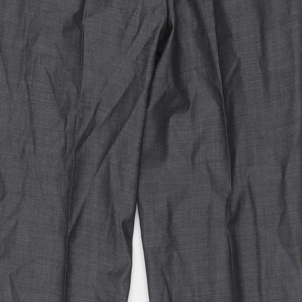 Marks & Spencer Mens Grey Wool Dress Pants Trousers Size 34 in Regular Zip