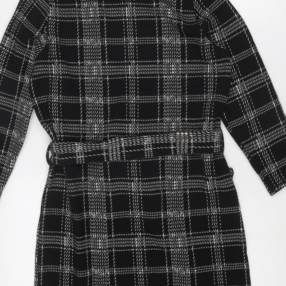 New Look Womens Black Geometric Polyester Shift Size 8 Round Neck Pullover