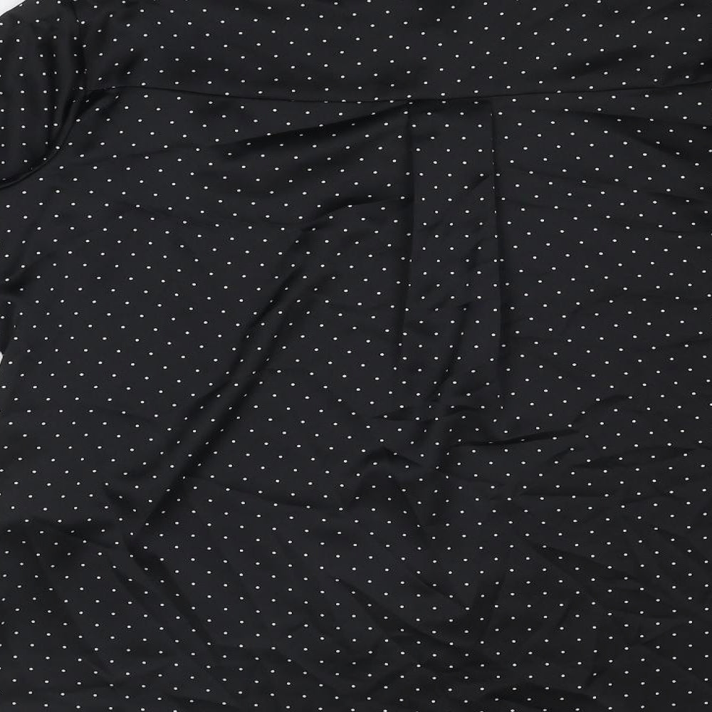 Marks & Spencer Womens Black Polka Dot Polyester Basic Button-Up Size 8 Collared
