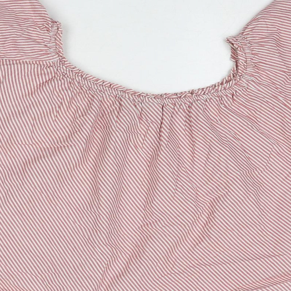 New Look Womens Red Striped Cotton Basic Tank Size 8 Round Neck