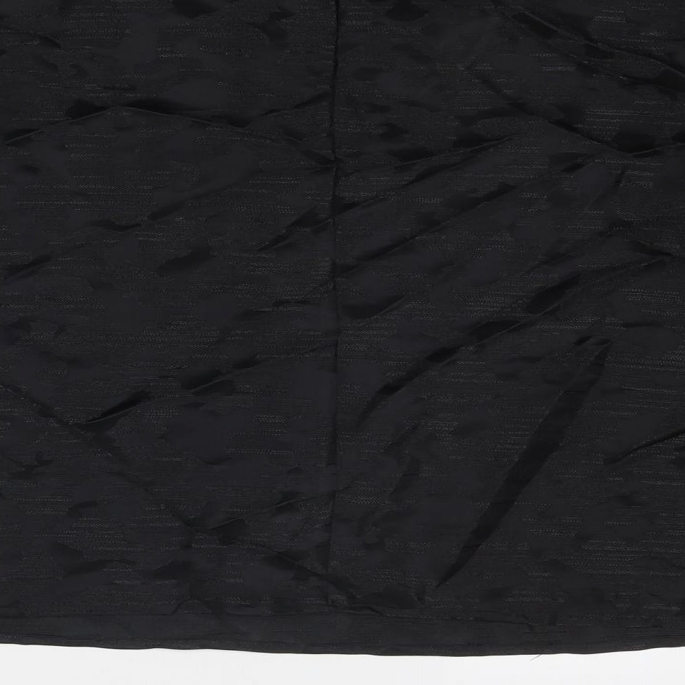 Marks & Spencer Womens Black Geometric Polyester Cropped Blouse Size 22 Round Neck
