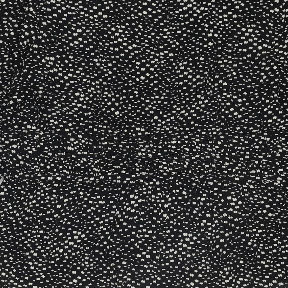 Per Una Womens Black Geometric Viscose Basic Blouse Size 12 V-Neck