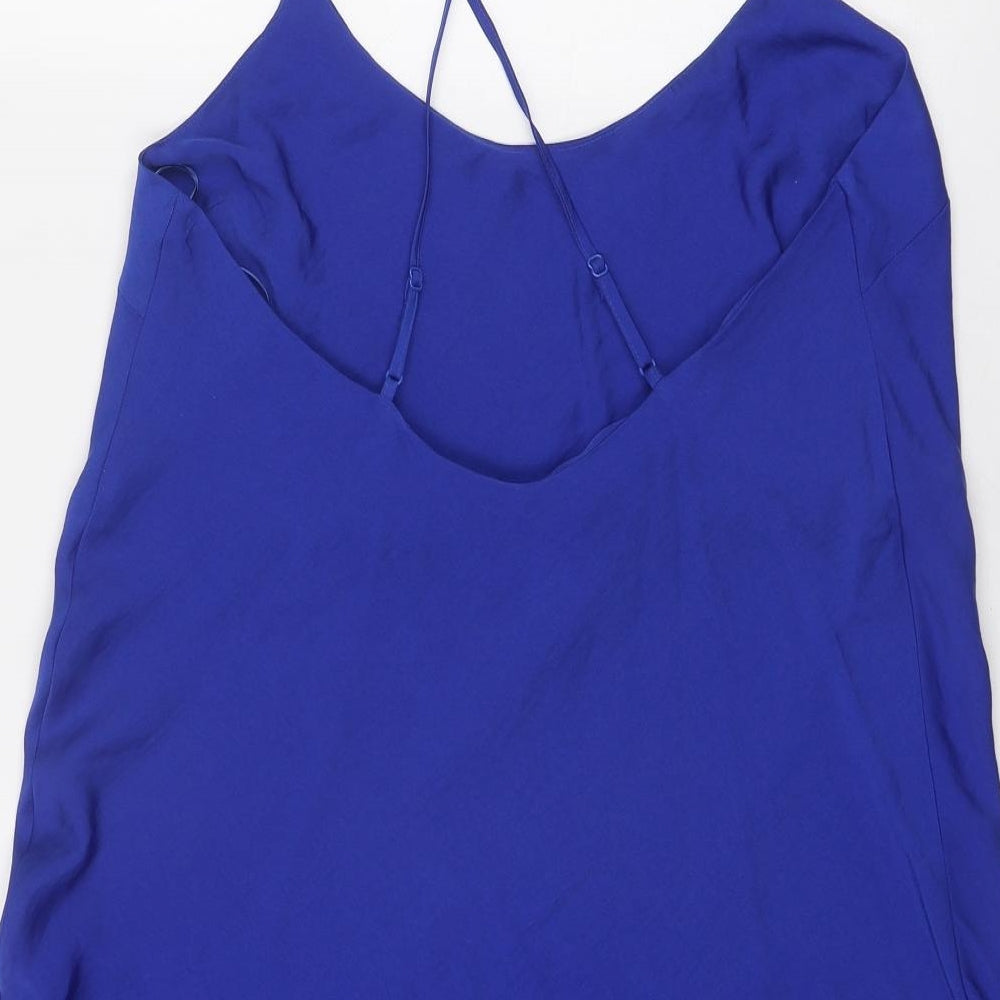 Marks & Spencer Womens Blue Polyester Slip Dress Size 10 Round Neck Pullover