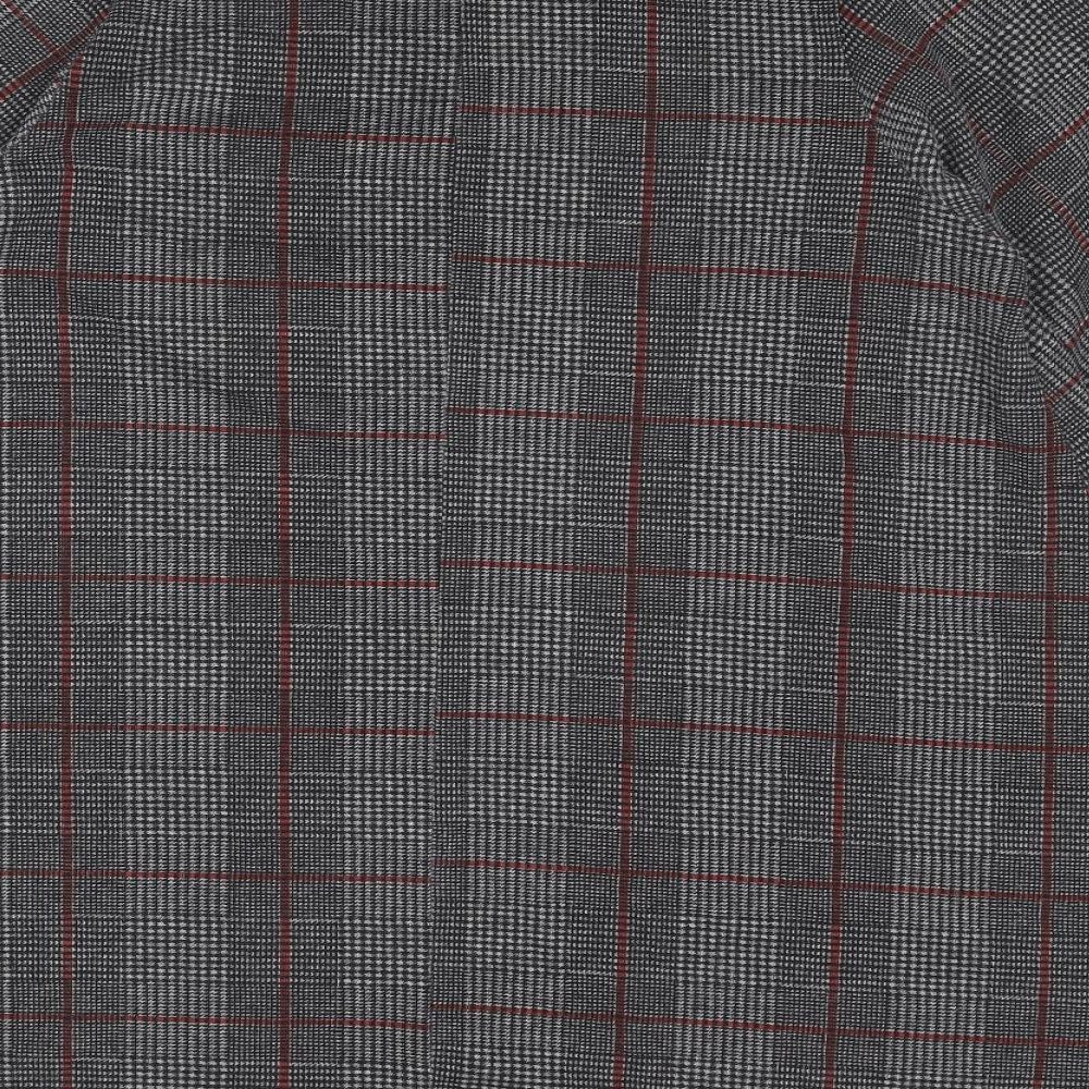 Yours Womens Grey Plaid Polyester Trapeze & Swing Size 16 Round Neck Pullover