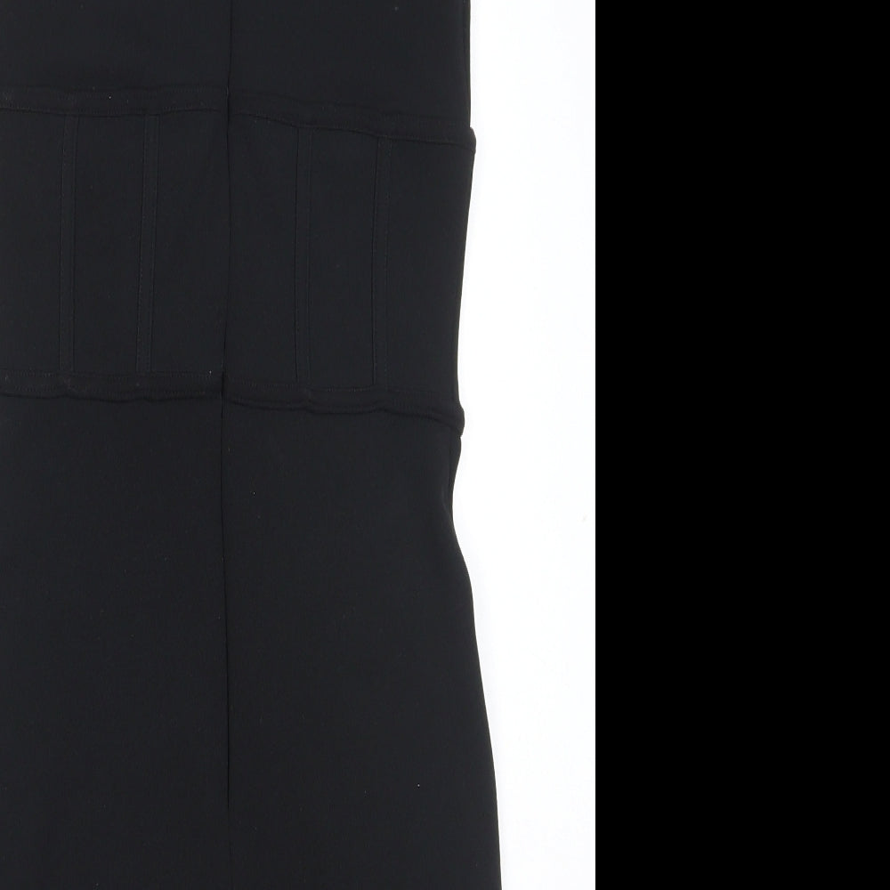 River Island Womens Black Polyester Shift Size 6 Round Neck Zip