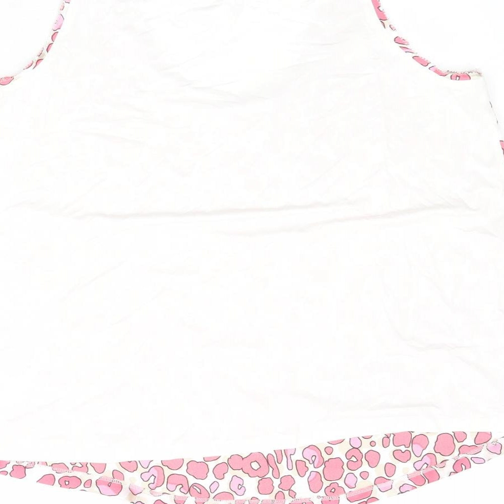 Marks & Spencer Womens Pink Animal Print Polyester Basic Tank Size 10 Round Neck