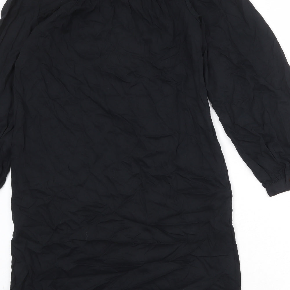 Marks & Spencer Womens Black Viscose A-Line Size 8 V-Neck Button