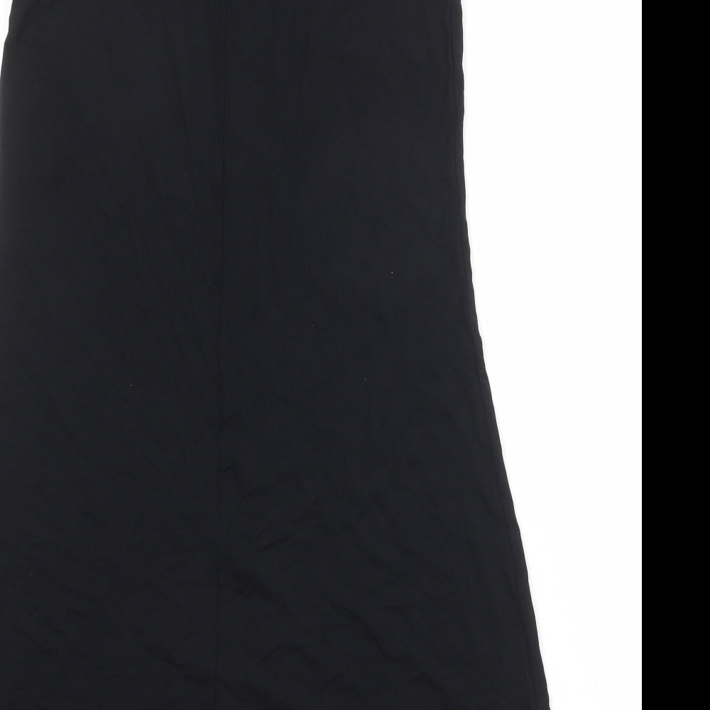 Marks & Spencer Womens Black Viscose A-Line Size 8 Round Neck Pullover